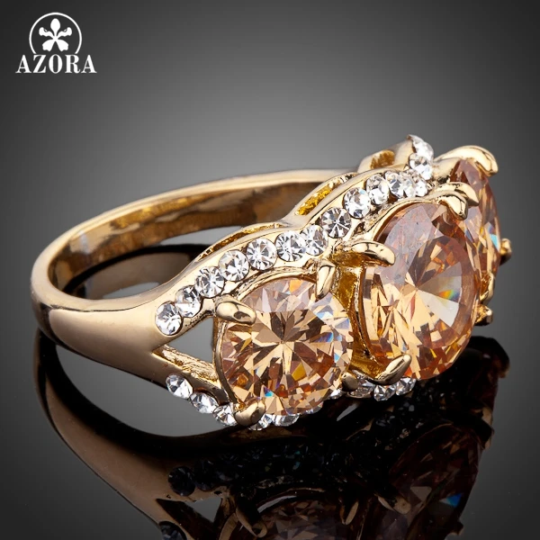 AZORA Сверкающее Золотое кольцо 3 шт. Золотое кольцо Stellux с австрийским кристаллом TR0081