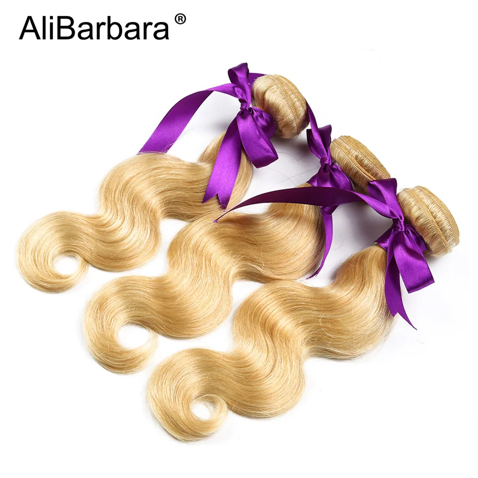 Алибарбара волосы бразильские светлые#613 волнистые волосы человеческие волосы ткачество 3 Платиновые пучки волос
