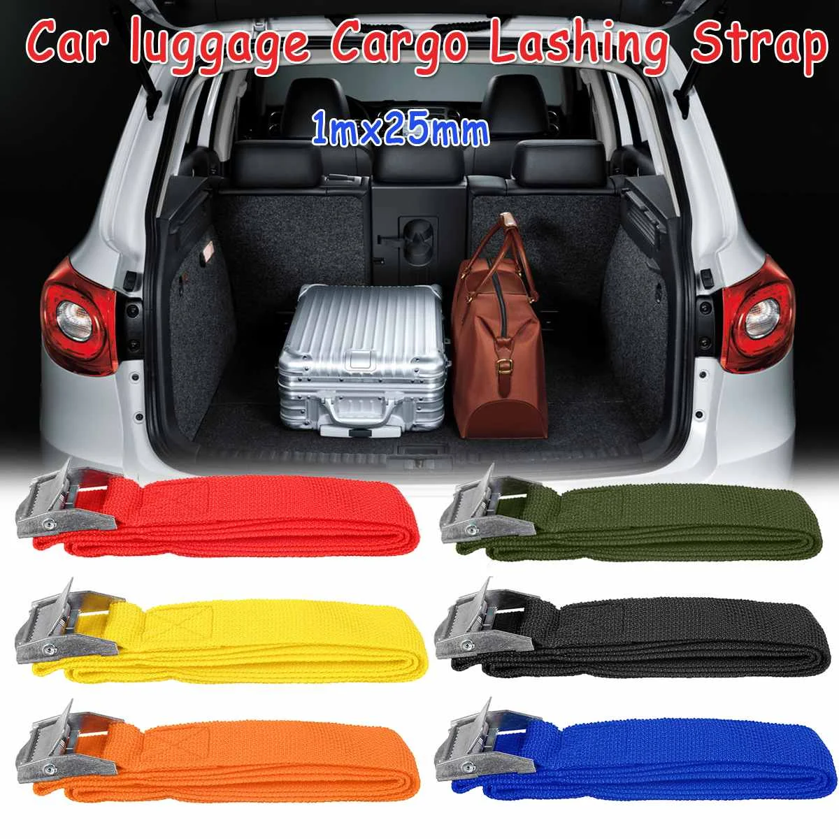 

4PCS/set 1Mx25mm Car Tension Rope Tie Down Strap Strong Ratchet Belt Car Luggage Bag Cargo Lashing Strap Zinc Alloy Zinc Nylon