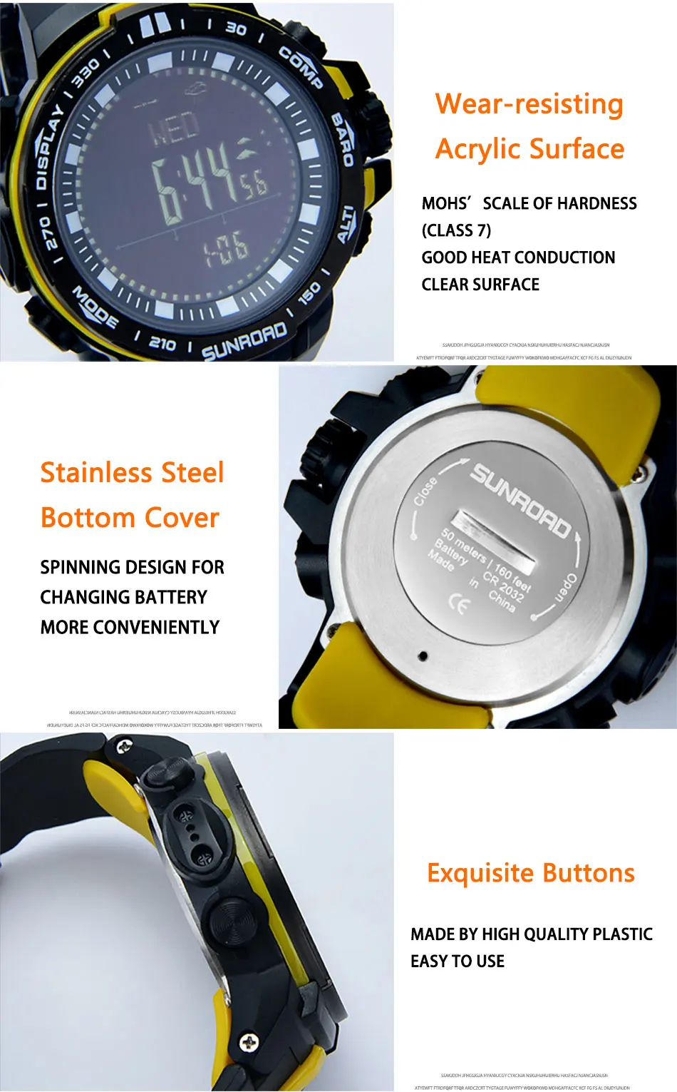 SUNROAD мужские часы лучший бренд класса люкс спортивные часы цифровой альтиметр барометр компас термометр шагомер часы Reloj Hombre