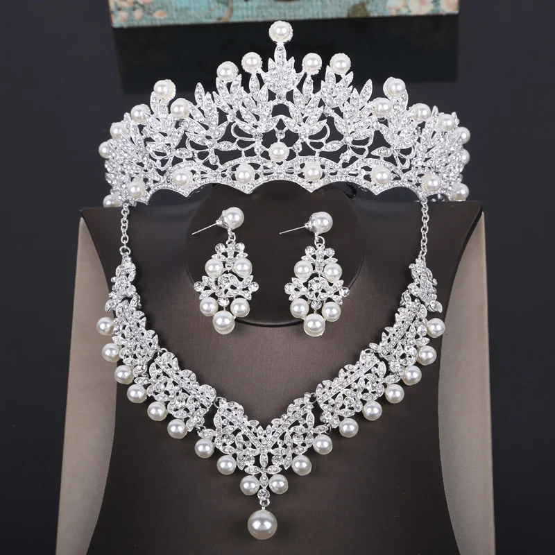 Tanie Moda kryształowa perła biżuteria kostiumowa zestawy wyraziste z kryształkami naszyjnik