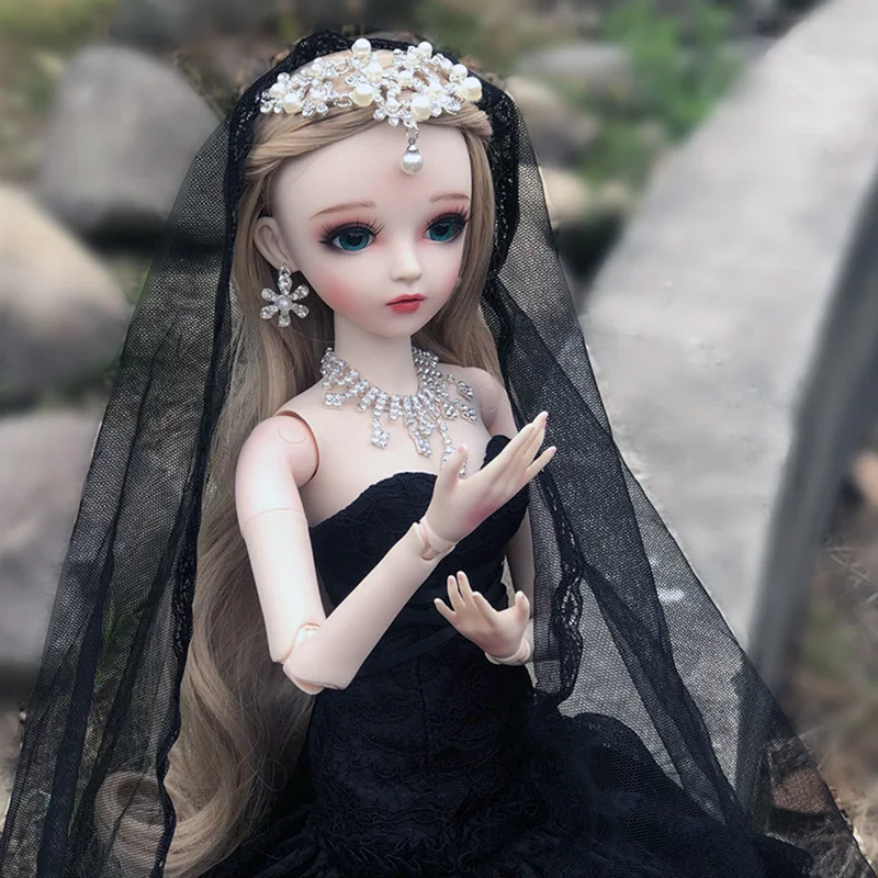 BJD 60 см элегантная кукла черное свадебное платье BJD кукла с макияж ручной работы красота игрушки подарок