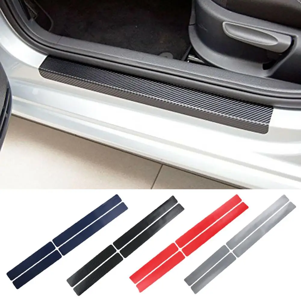 4xCar Door Pedal Threshold 3D Carbon Fiber Printing Scratch Resistant Sticker Decal car sticker Ornament Protect #619 | Автомобили и