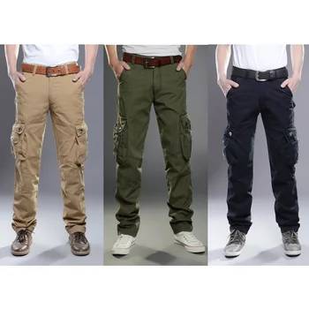 

Men Summer Cotton Wear Resistant Cargo Work Pants with Multi Pouches ED-shipping