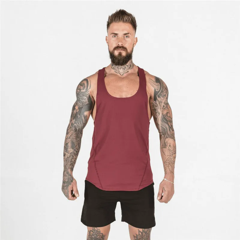 2019 Sleeveless Gym Tank Men Running Shirt Summer Vest Breathable Muscle Mens Tank Tops Workout Fitness T-Shirt Sport Shirt