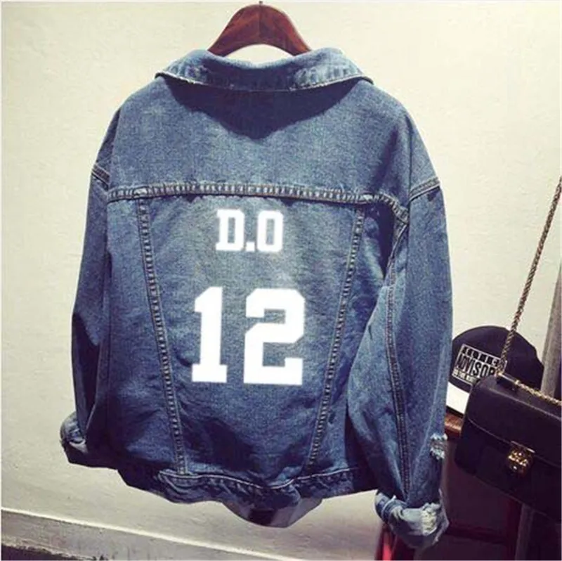Kpop EXO GOT7 jin suga одежда рубашка джинсовая рваная куртка пальто Женская бейсбольная Толстовка форменная верхняя одежда топы толстовки - Цвет: 14