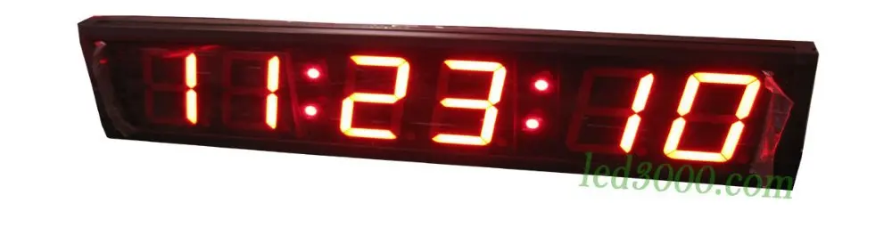 

large size 4inch height character seven segment led clock 6digits hours,minutes and seconds red color free shipping(HIT6-4R)