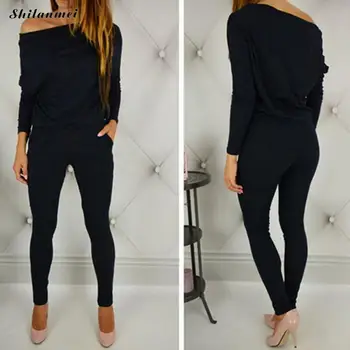 

Jumpsuit women summer 2020 PLUS Size Overalls Long Sleeve Casual Bodysuit Women Fashion Off Shoulder Jumpsuits Rompers Body
