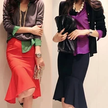 Saias femininas Весна и лето OL Женская юбка Сексуальная Высокая талия Русалка Юбка расклешенная до колена рыбий хвост юбка