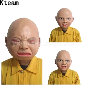 

100% Latex Disgusted Happy Cry Baby Costume Birthday Halloween Mask Full Head Party Masks Villain Joke Mask Toy For Adult Kids