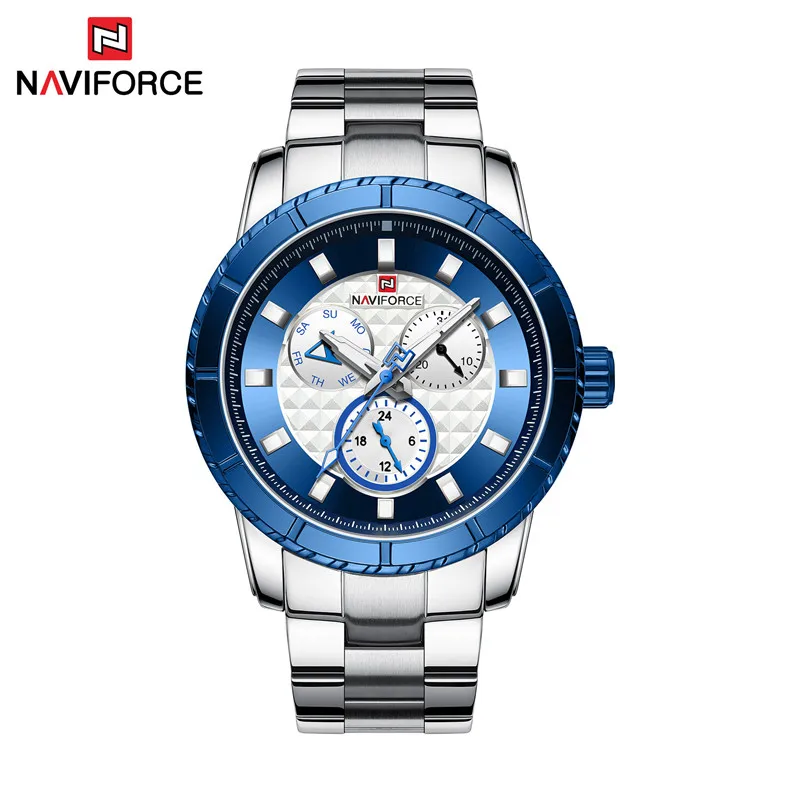 Relogio Masculino NAVIFORCE мужские часы лучший бренд класса люкс спортивные водонепроницаемые военные наручные часы стальной ремешок кварцевые мужские часы 9145 - Цвет: NA914504