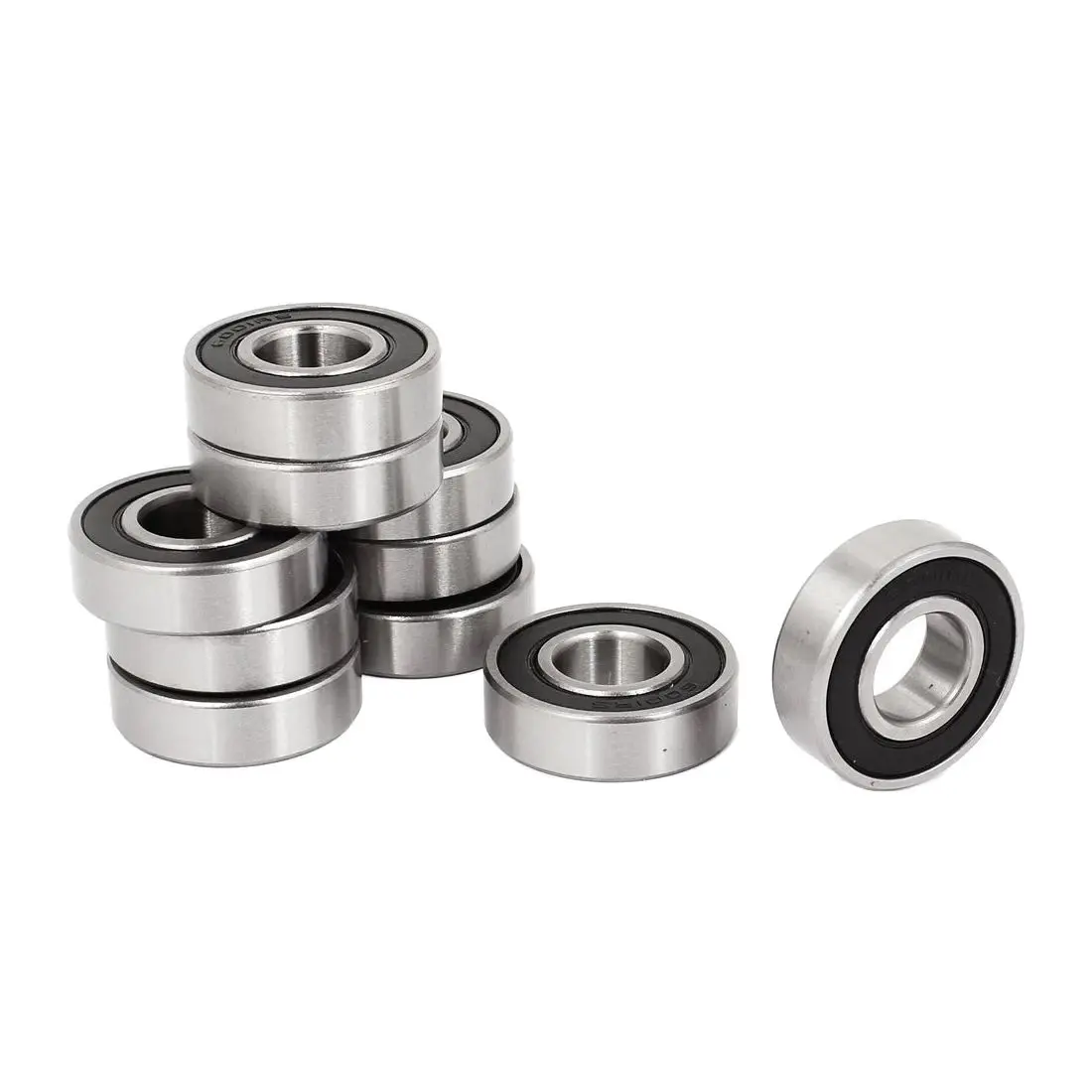 

6001RS Deep Groove Ball Bearing 28 x 12 x 8 mm 10 Pieces, Silver & Black
