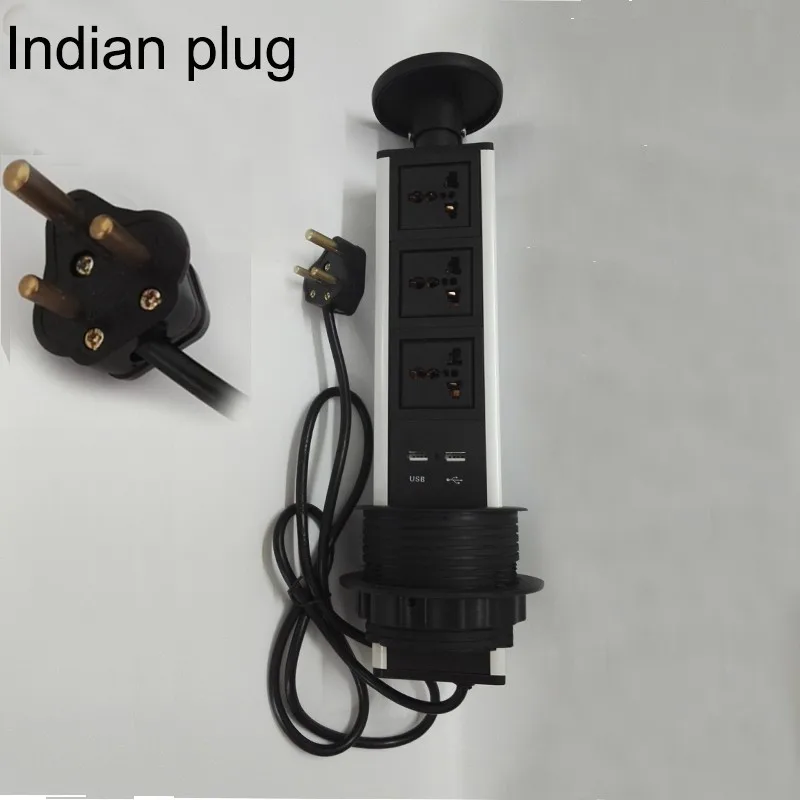 

Indian plug universal av power 3universal power+2charge USB conference furniture desktop tabletop socket