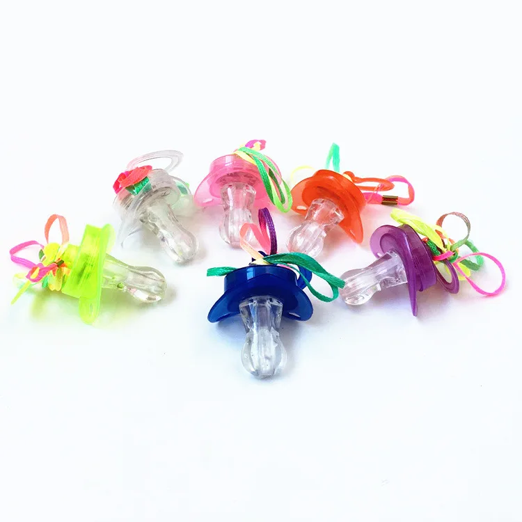 6 шт. Красочный ночник светодиодный соска Rave Binkie мягкая светящаяся игрушка ожерелье Сияющие мерцающие светодиодный свисток соска