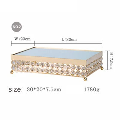 Золотой прямоугольник торт лоток Хрустальная подставка для кексов свадебный торт аксессуар для стола вечерние украшения инструменты для десерта - Цвет: 2