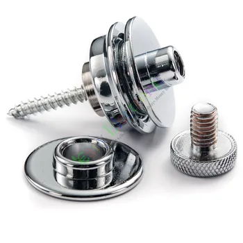 

Wholesale and retail 50pc Silver Snap-in Style Guitar Bass Strap Button Locks with Screws audio Parts free shipping