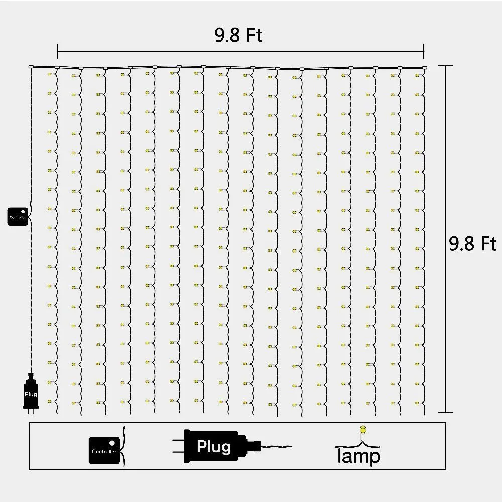 Светодиодный светильник для занавесок s 300 светодиодный 3 м* 3 м наружный Сказочный светильник 220 В штепсельная вилка европейского стандарта США для спальни, Рождества, Нового года, украшения гостиной