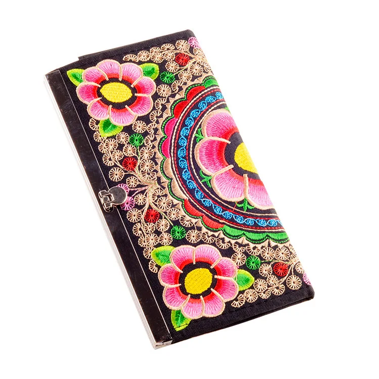 

Vintage Embroidery Clutch Bag Yunnan National Ethnic Embroidered Wallet Ladies Long Zipper Small Day Clutch Purse Mix Colors