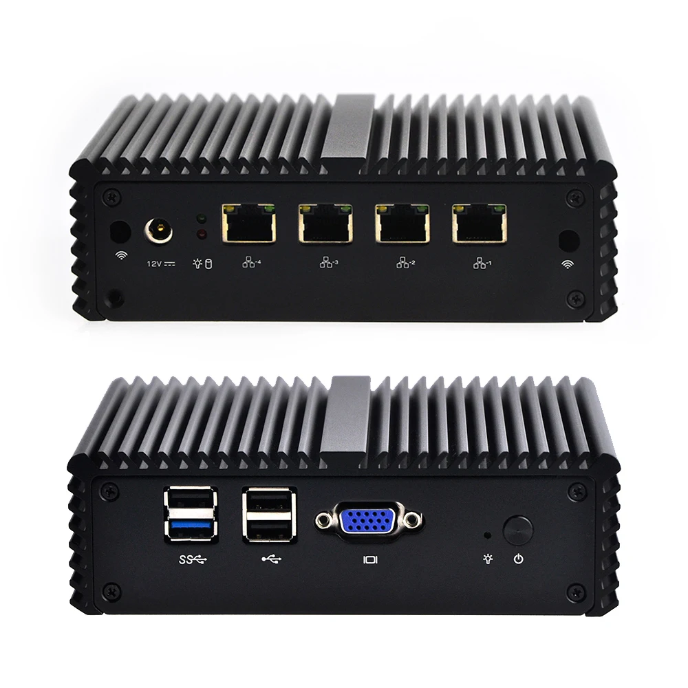 Qotom-Q190G4N-S08 Linux Mini PC with Celeron J1900 Quad Core Processor Quad Nic School Computer Fanless For Computer Micro USB