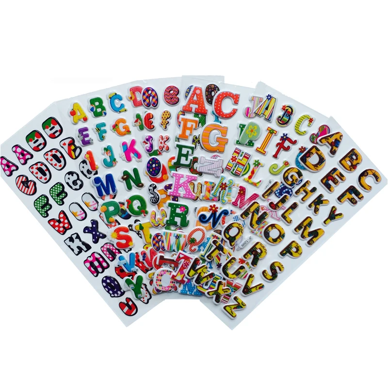 

6Pcs/lot letters stickers Educational toys creative toys pretty Sticker 3D Puffy Stickers Toys for kids gifts