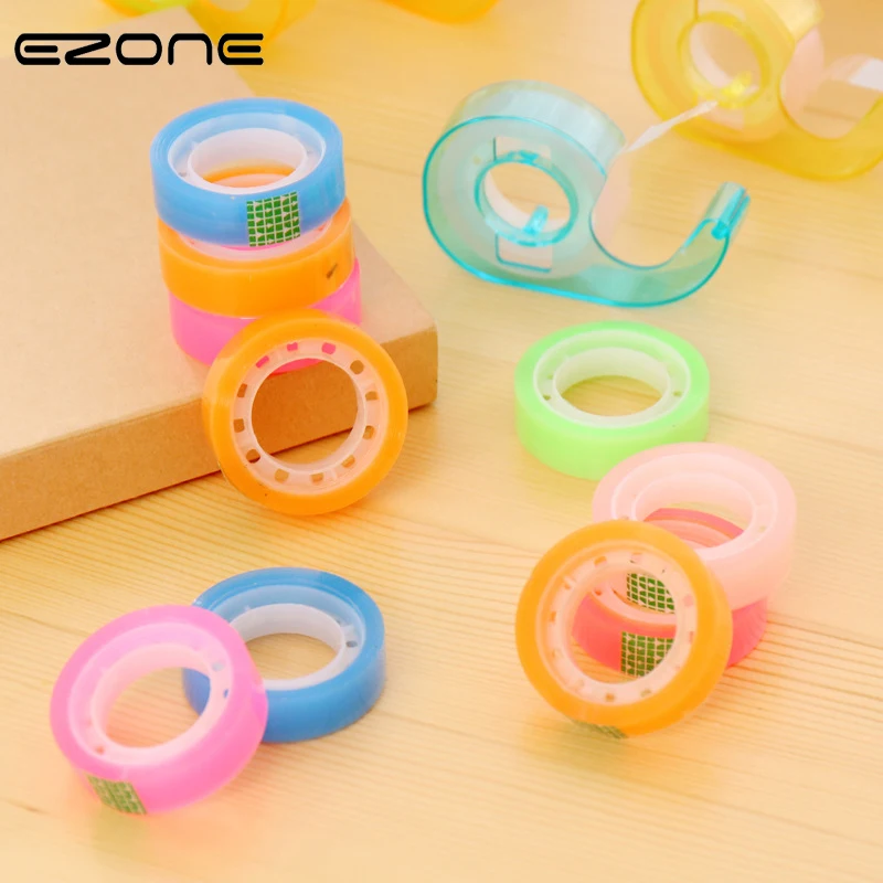 Ezone Candy Color Lovely Fantasy Tape 5 Rolls Tape Duct Tape Cutter For Home Decoration Tape