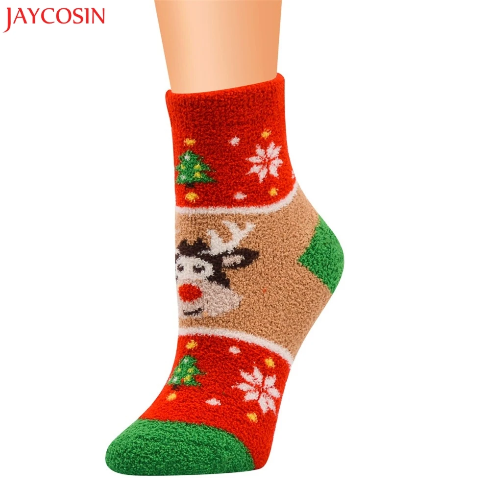 

Women Casual Work Business Socks Christmas Polyester Printing Coral Fleece Medium Sports Socks Red,Green,Black,Navy,Blue z1222
