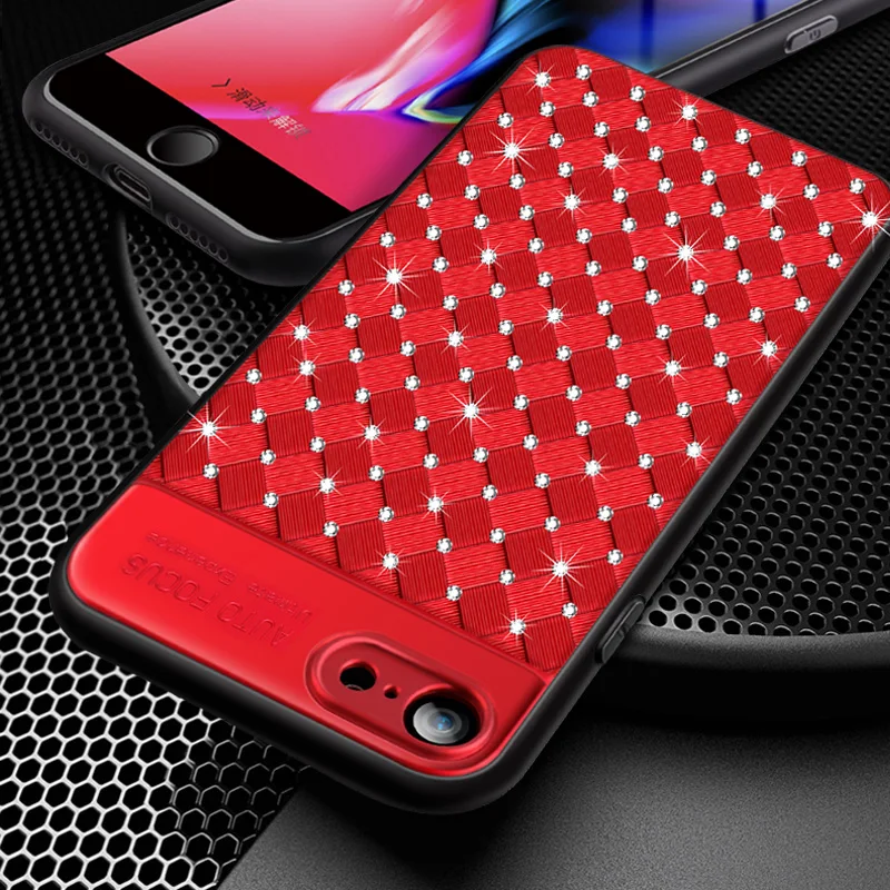 KIP71246_1_Rhinestone Glitter Case for iPhone 6S 7 8 Plus XS XR XS Max Soft TPU Diamonds Weaving Protection Back Cover