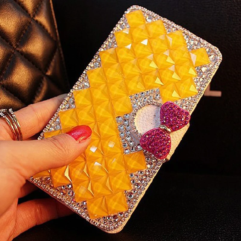 New 6 Style Bling Bling Rhinestone Luxury leather holster for Huawei P9 Series case for Huawei