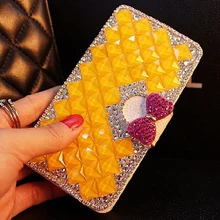 New 6 Style Bling Bling Rhinestone Luxury leather holster for Huawei P9 Series case for Huawei P9 P9 Lite P9 Plus Phone Bags 5″