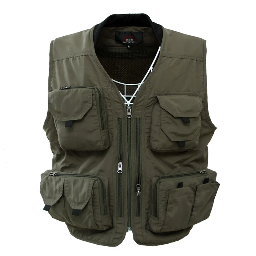 Lumiparty Outdoor Male Sports Fishing Vest Multi Pockets Cotton Fishing Clothing Vests Jackets
