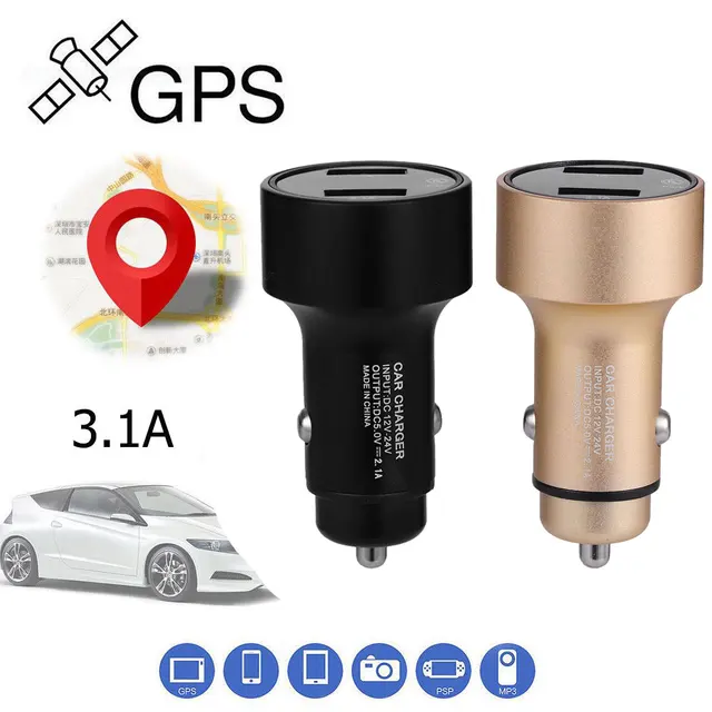 Car GPS Tracker Locator Dual USB Car Charger Real Time Tracking Device