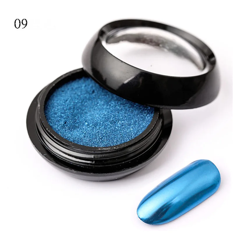 box Mirror Powder Nail Glitter Nail Art Glitter Purple Blue Silver Holo Chrome Nail Pigment Pearl Powder Decoration Manicure - Цвет: 9