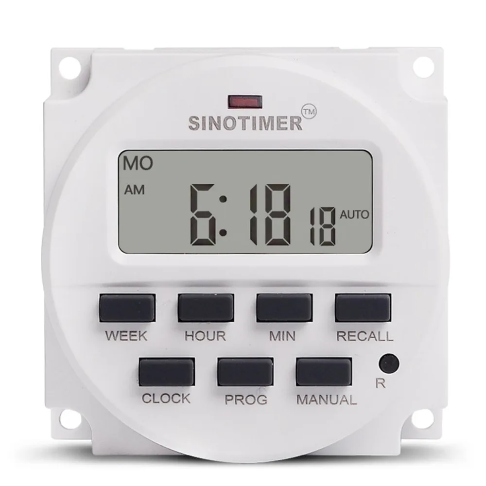 

BIG LCD 1.6 Inch Digital 220V AC Weekly 7 Days Programmable Timer Switch With UL Listed Relay Inside And Countdown Time Function