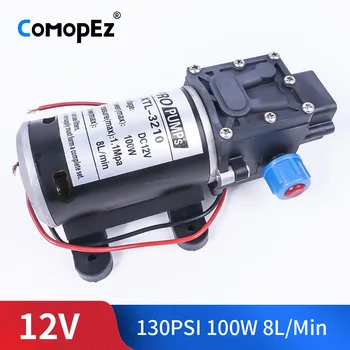 

DC 12V 100W 130PSI 8L /Min Water High Pressure Diaphragm Pump Self-Priming Pump Booster Automatic Switch For Garden Wagon Camper