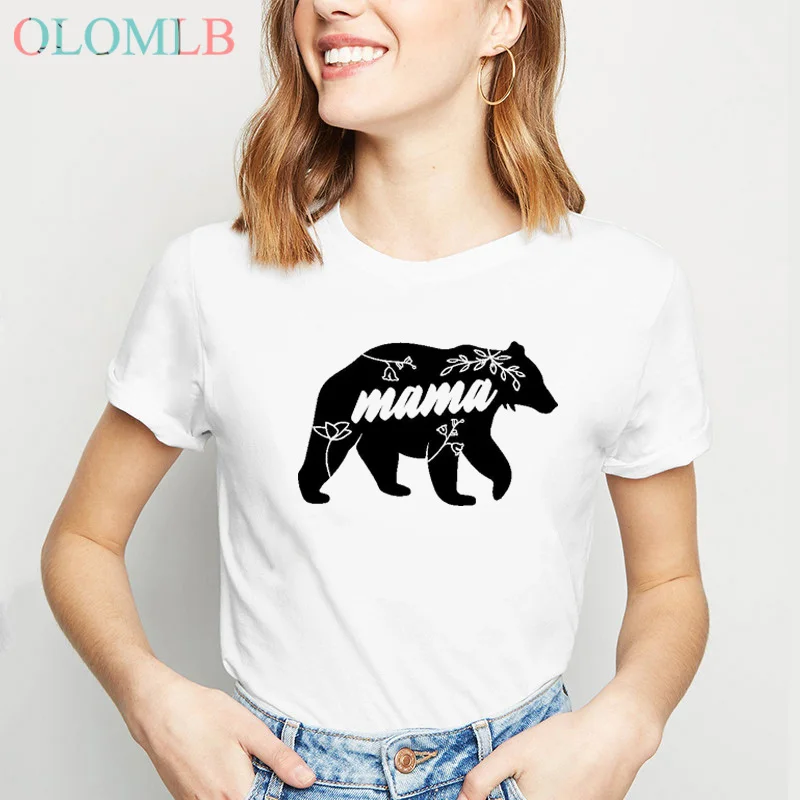 Mama bear t shirt for women Summer O-Neck Mom T-Shirt Mom Life Shirt Gift for Mom Casual Female Tee Ladies Tops Fashion t shirts