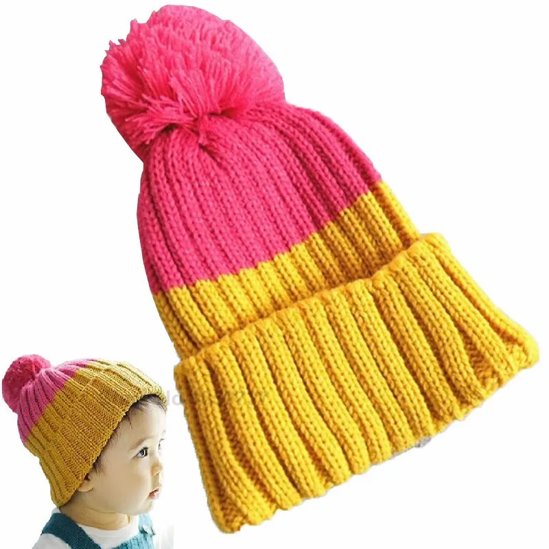 Rose Turmeric hat Зимняя теплая шапка для маленьких мальчиков и девочек, комплект с шарфом, милые вязаные хлопковые шапки для детей от 1 до 8 лет - Цвет: Rose Turmeric hat