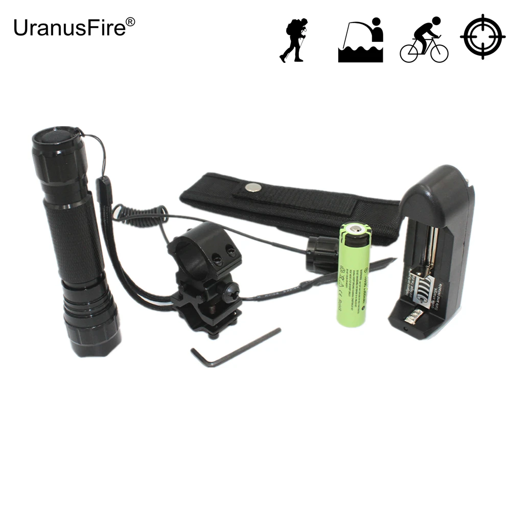 

Portable LED Flashlight T6/L2 White Light 5 Modes LED Torch Tactical Hunting Flashlight + 18650 Battery +Remote Switch +Bracket
