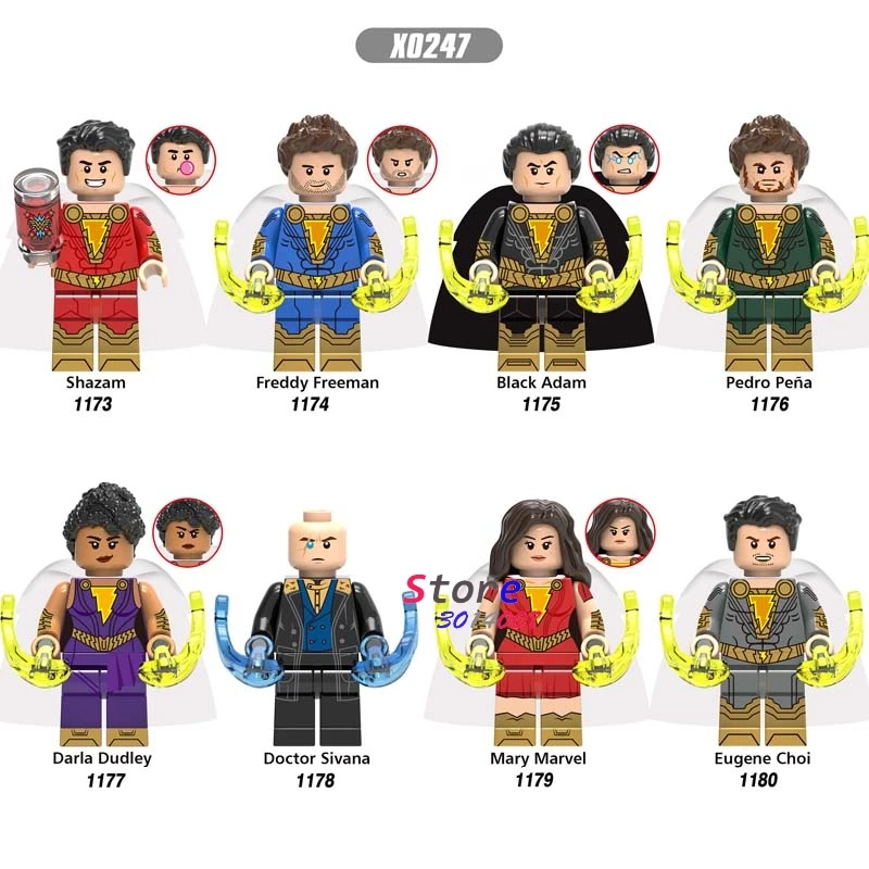 

Single Super Hero New Shazam Freddy Freeman Black Adam Pedro Pena Doctor Sivana Mary Marve Eugene Choi building blocks Kid Toys