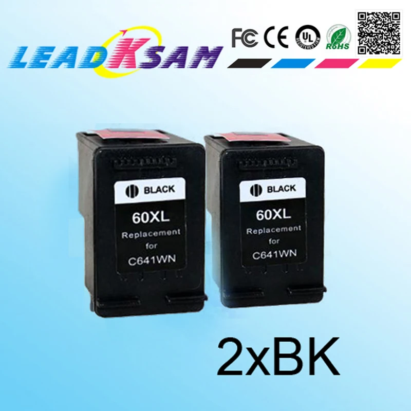 2x совместимый для hp 60 60xl Черный чернильный картридж C4740 C4750 C4780 C4795 D2530