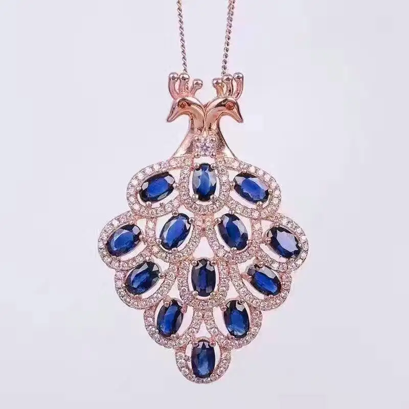  Saphir bleu naturel pendentif grenat rouge naturel pendentif collier 925 argent sterling élégant Co