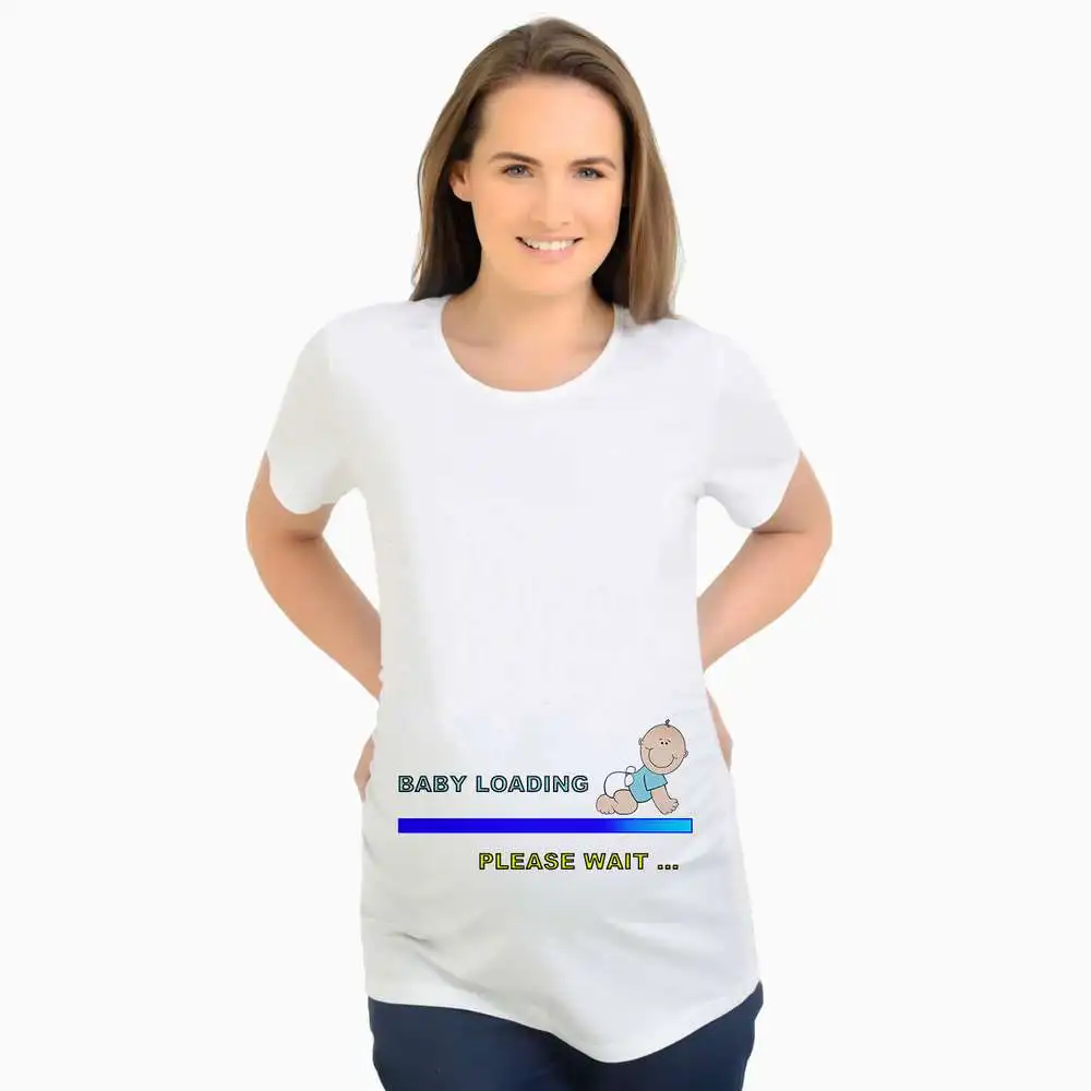 New Design Cute Maternity T-Shirt Funny Pregnancy Tee  Baby loading maternity tshirt pregnant women funny  tops