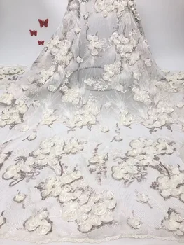 

Hot selling african 3D lace fabric 2019 high quality best gold nigerian lace fabric for White Embroidery Swiss voile lace X01