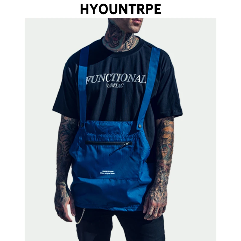 

2019 NEW Fashion Stitching Pocket T-shirt Casual Loose Short-sleeved Tees Men's Hip Hop Streetwear Tops Couple Unisex T-shirts