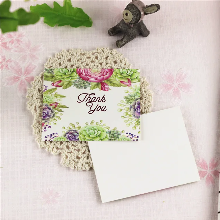 

Free Shipping 100pcs/lot thank you gift greeting card high quality blessing card small Fresh flowers postcard