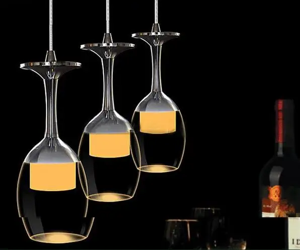 1/3/6 رؤساء مصابيح led شريط غرفة الطعام الكريستال مصباح الفن كأس الإبداعية بسيط غرفة الطعام مصباح قلادة ضوء FG780