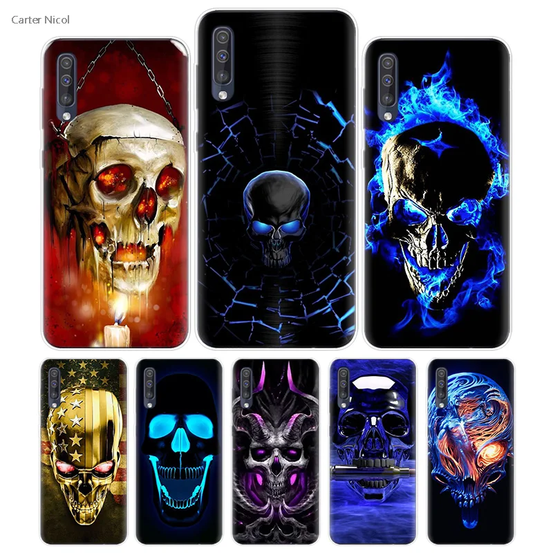 

Transpatrent Silicone Case for Samsung Galaxy A50 A70 A30 M30 M20 A10 A20 A40 M20 Cover Phone Grim Reaper Skull Skeleton