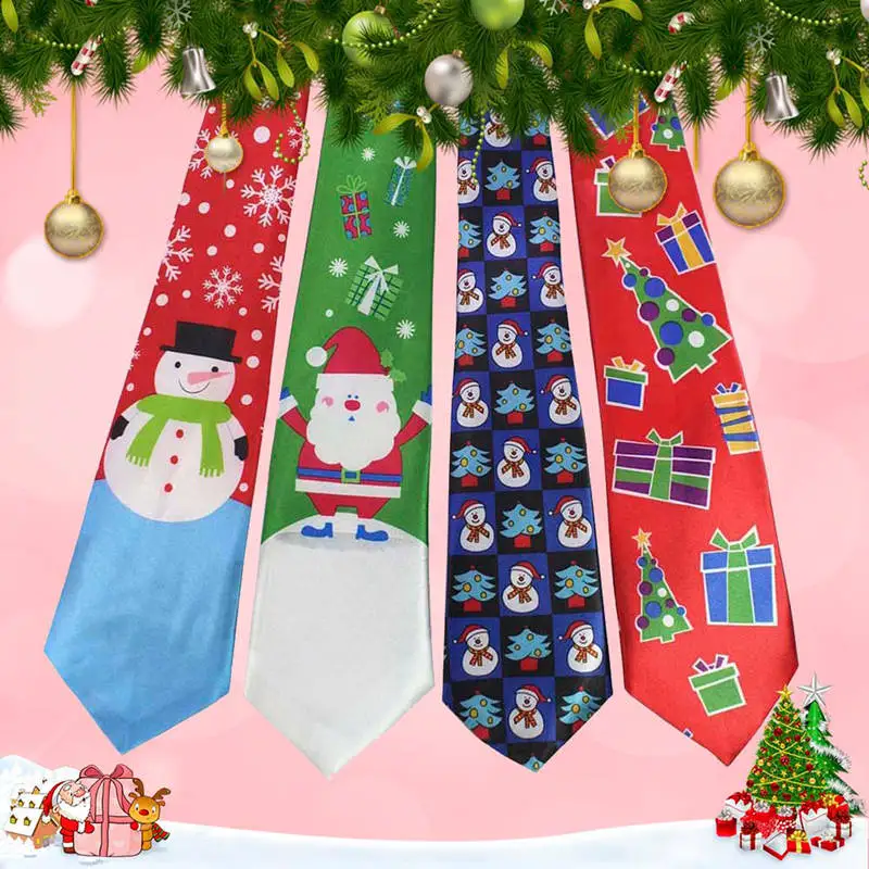 20 стильных рождественских галстуков с рисунком милой Зеленой Елки, новинка, галстук Санта Клауса, снежинки, снеговика, галстук на шею, подарок на год