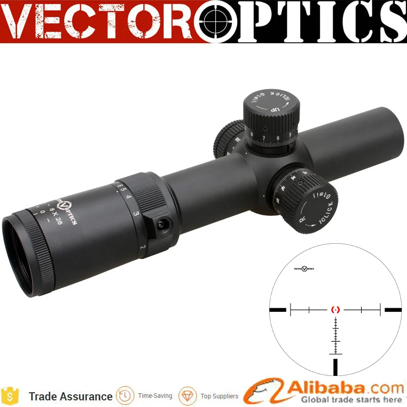 

10pcs Vector Optics Artemis 1-8X26 CQB Tactical FFP Scope with First Focal Plane Red 1/10 MIL 1CM 0.1 MRAD 35MM 50 BMG Hunting