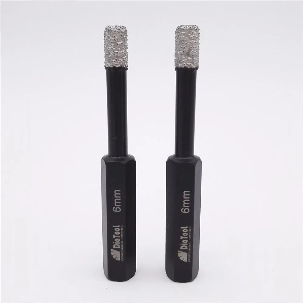 

DIATOOL 2pcs 6mm Vacuum Brazed Diamond Core Bits With Hexagon Shank, Dry Drilling Bits, Professional Quality