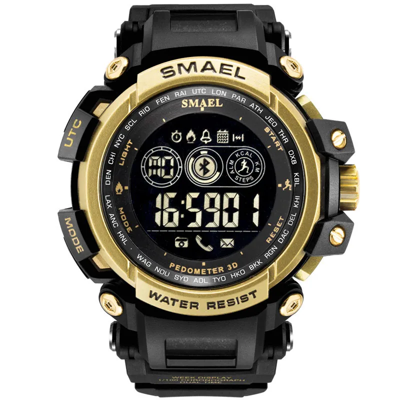 SMAEL, мужские наручные часы, умные, водонепроницаемые, электронные часы, Bluetooth, мужские, Relogio, спортивные, мужские часы, для Android, IOS, телефона - Цвет: GD